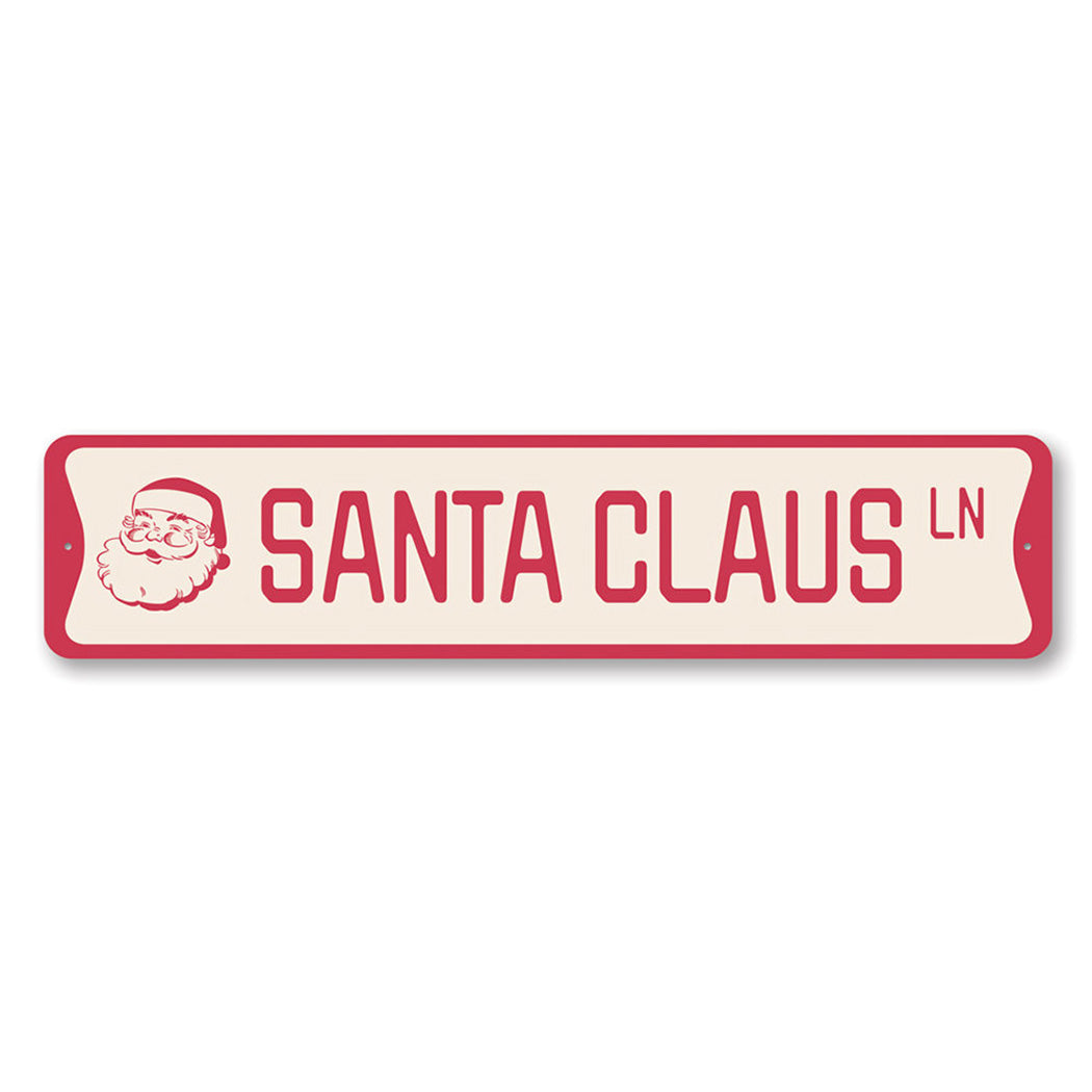 Santa Claus Lane Holiday Metal Sign
