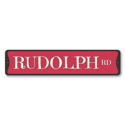 Rudolph Road Holiday Metal Sign