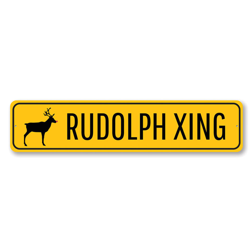 Rudolph Xing Yuletide Metal Sign