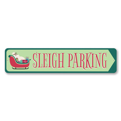 Sleigh Parking Christmas Metal Sign