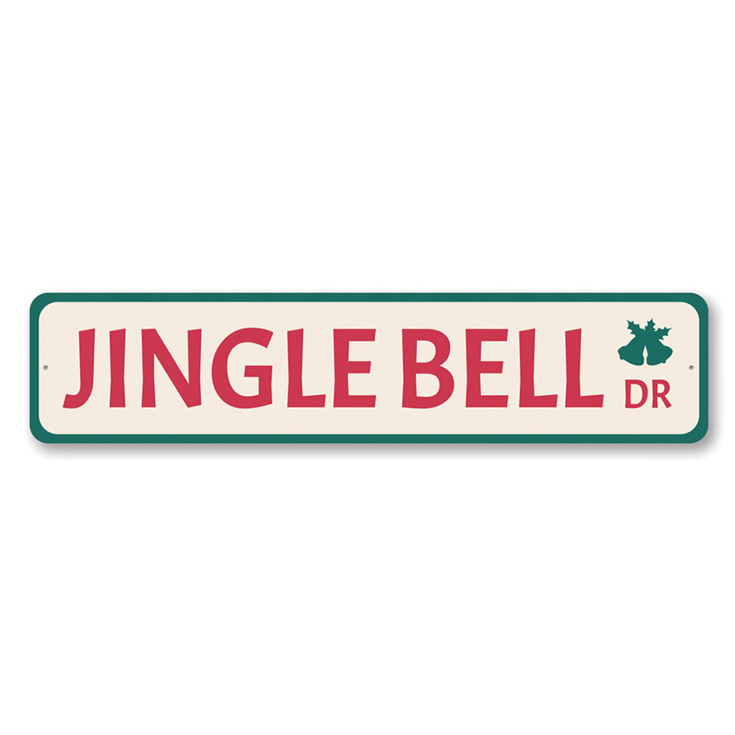Jingle Bell Drive Holiday Metal Sign