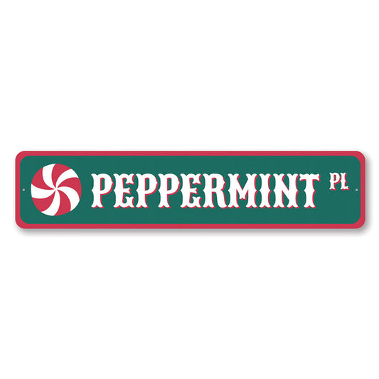 Peppermint Place Christmas Metal Sign