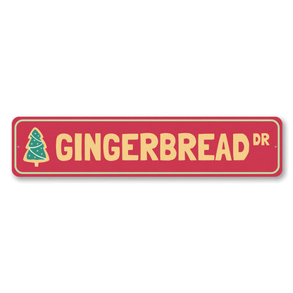 Gingerbread Drive Holiday Metal Sign