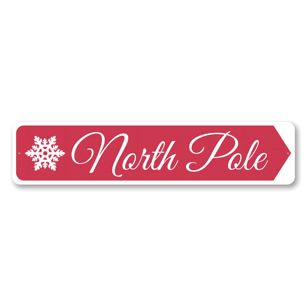 North Pole Snowflake Christmas Metal Sign