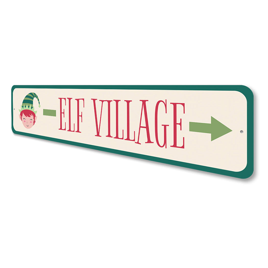Elf Village This Way Holiday Sign