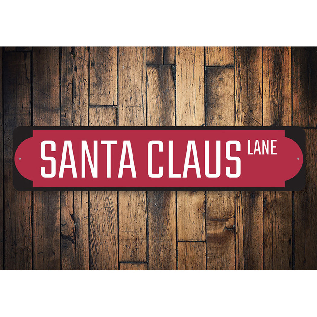 Red Santa Claus Lane Sign