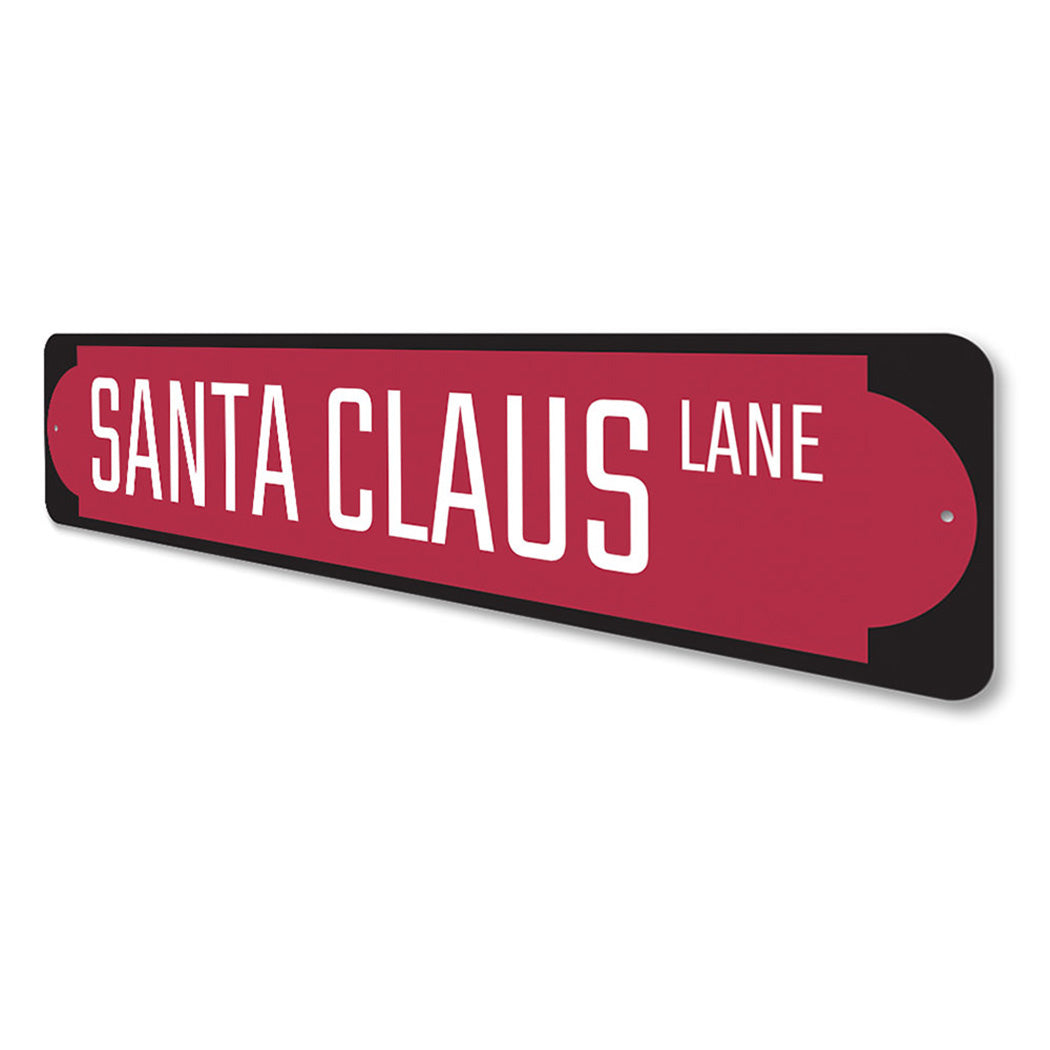 Red Santa Claus Lane Sign