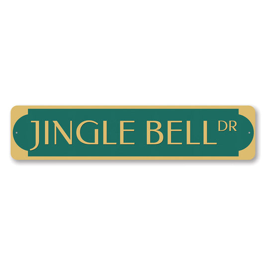 Jingle Bell Drive Christmas Metal Sign