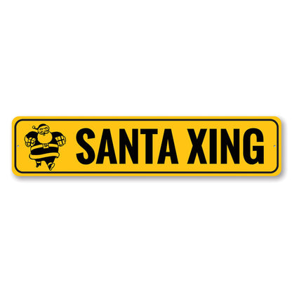 Santa Xing Holiday Metal Sign