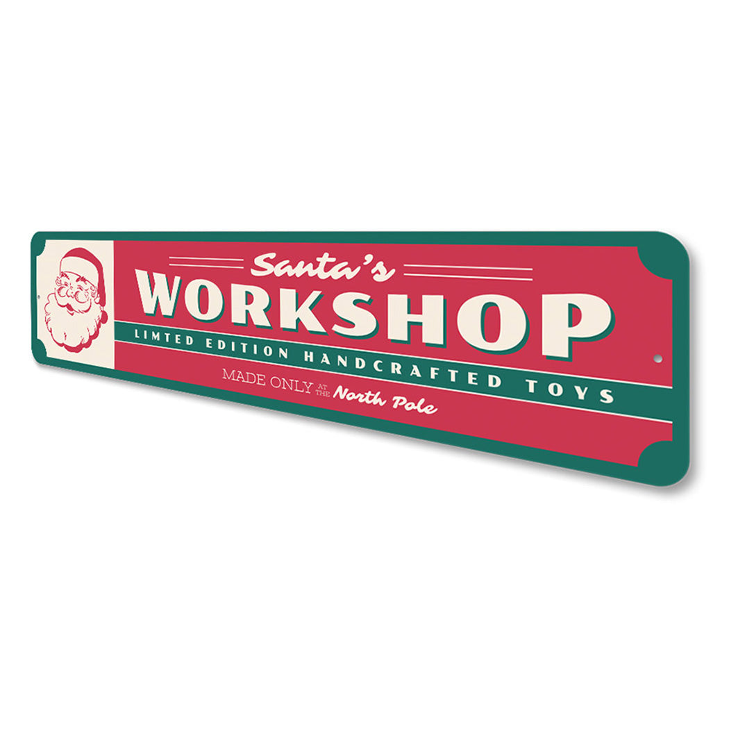 Santa's Workshop Handcrafted Toys Holiday Sign