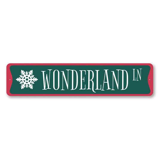 Snowflake Wonderland Lane Christmas Metal Sign