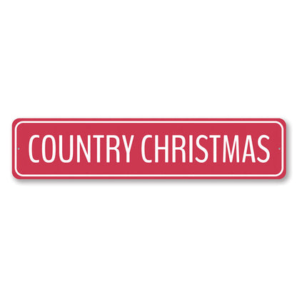 Red Country Christmas Metal Sign