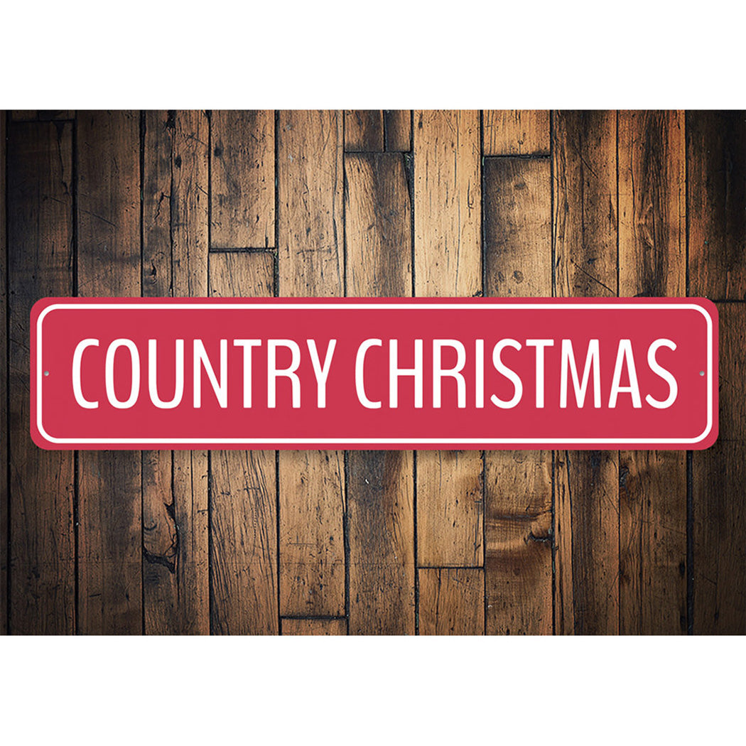 Red Country Christmas Sign