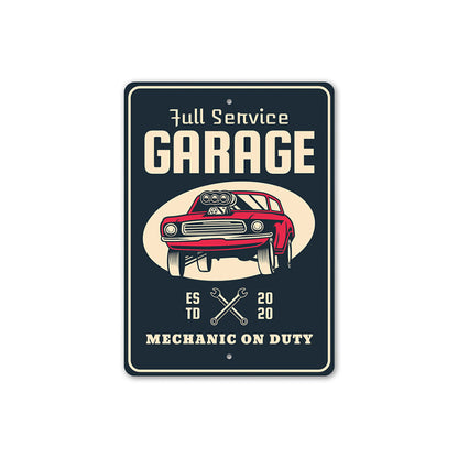 Mechanic on Duty Established Date Garage Sign