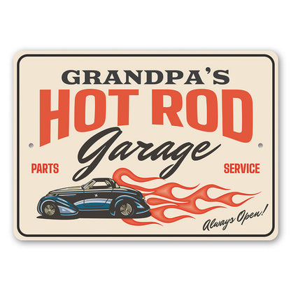 Hot Rod Garage Always Open Parts and Service Sign