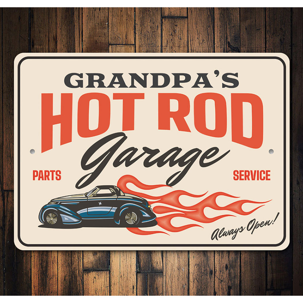 Hot Rod Garage Always Open Parts and Service Sign