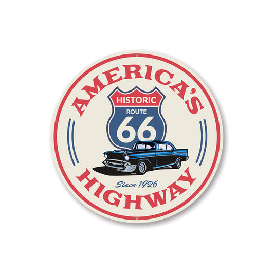 America's Highway Route 66 Novelty Sign Aluminum Sign