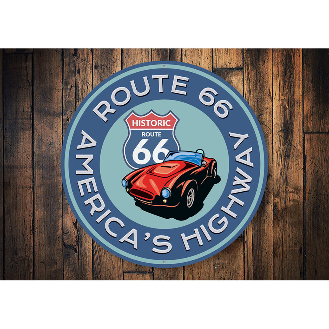 America's Highway Historic Route 66 Sign Aluminum Sign