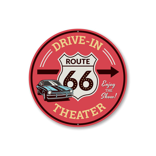 Route 66 Drive-In Theater This Way Sign Aluminum Sign