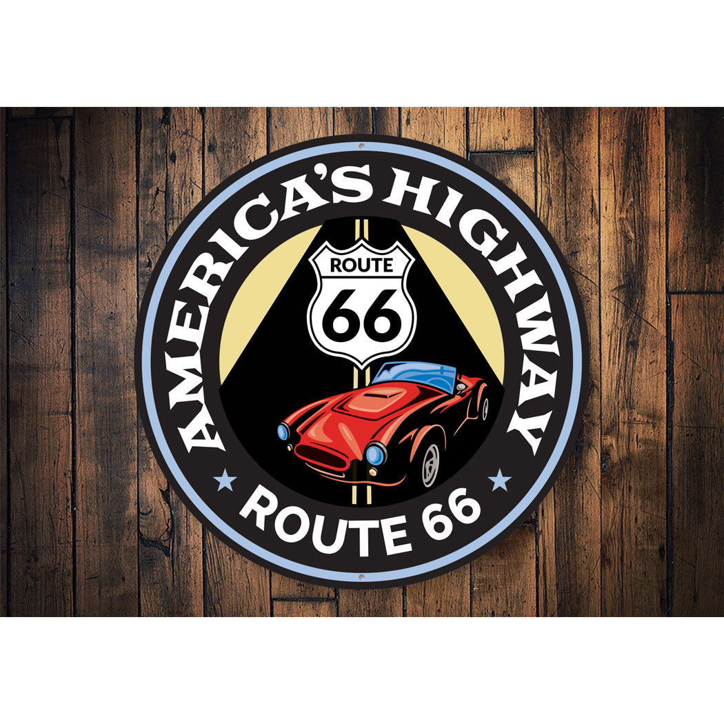 America's Highway Route 66 Sign Aluminum Sign