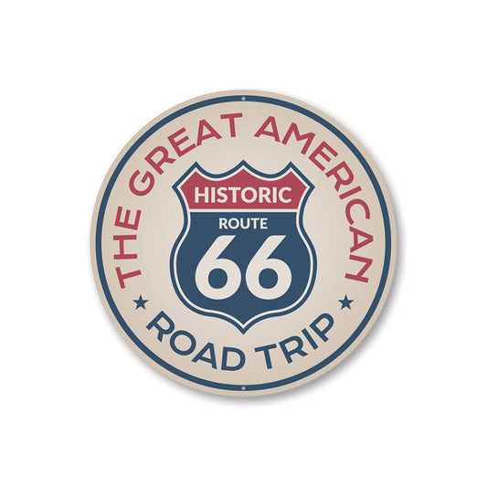 The Great American Road Trip Route 66 Sign Aluminum Sign