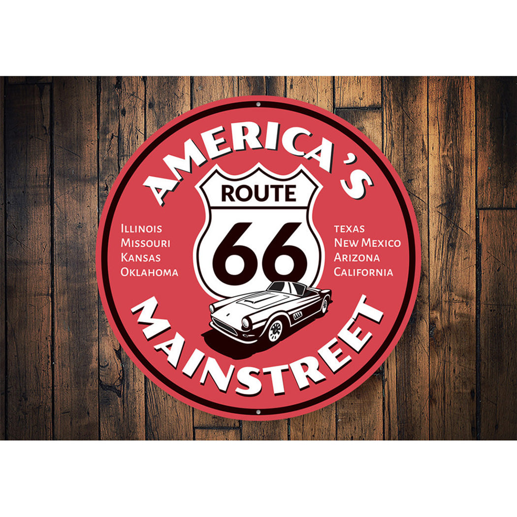 America's Mainstreet Route 66 Sign Aluminum Sign