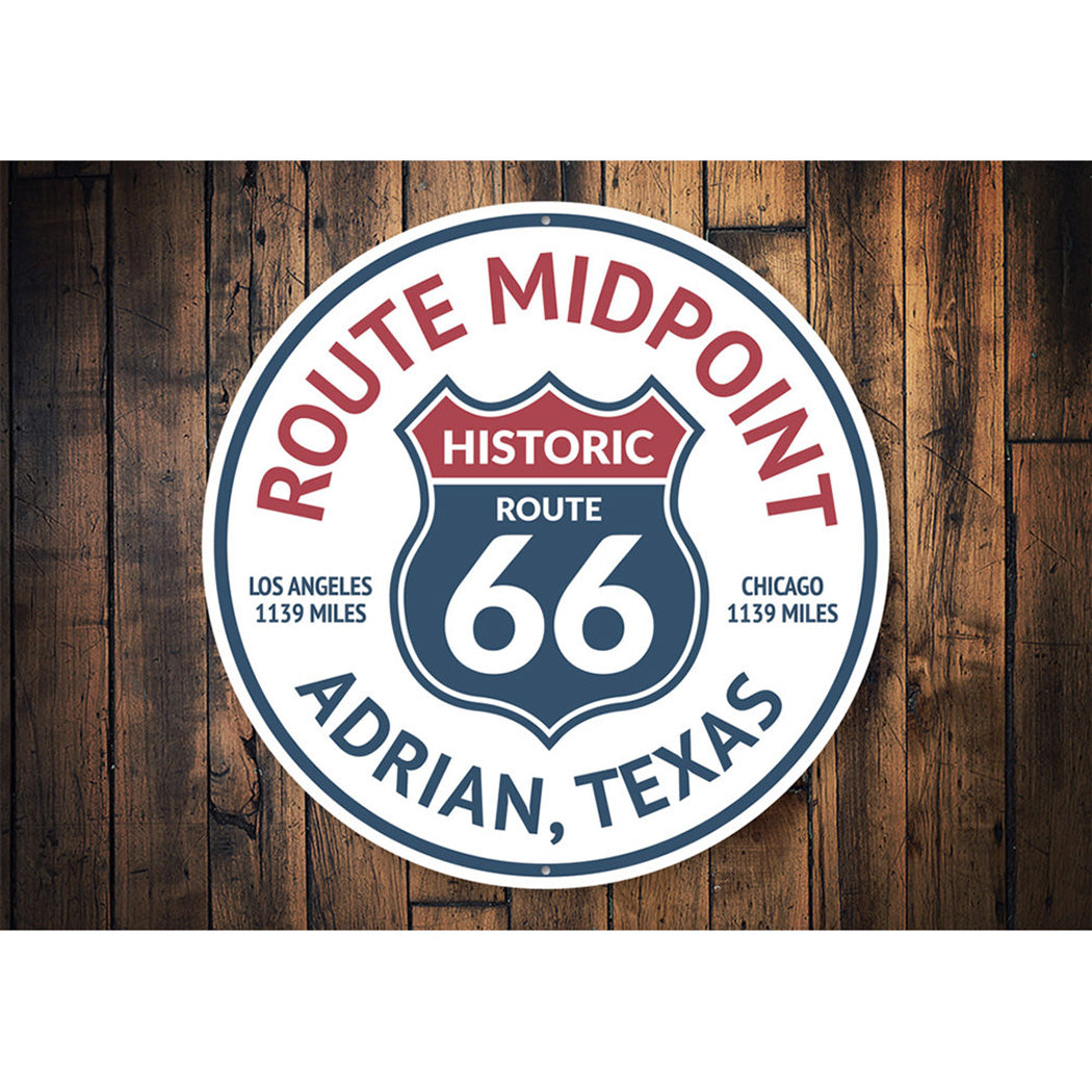 Route 66 Midpoint - Adrian, Texas Road Sign Aluminum Sign