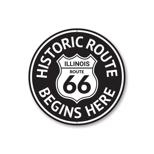 Route 66 Historic Route Begins Here Sign Aluminum Sign