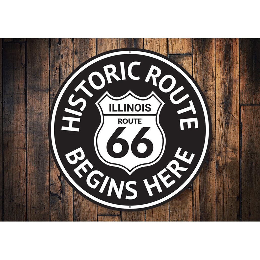 Route 66 Historic Route Begins Here Sign Aluminum Sign