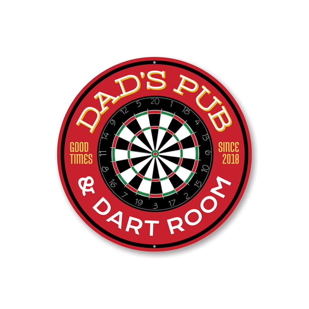 Dad's Pub and Dart Room Est. Sign Aluminum Sign