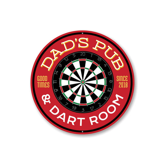 Dad's Pub and Dart Room Est. Sign Aluminum Sign