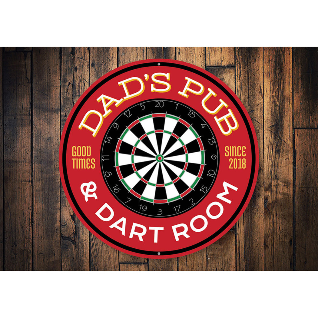 Dad's Pub and Dart Room Est. Sign Aluminum Sign