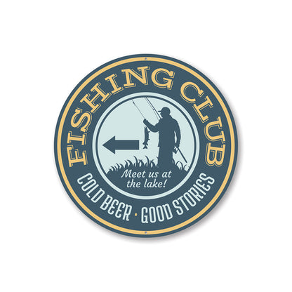 Fishing Club This Way Lake Sign Aluminum Sign