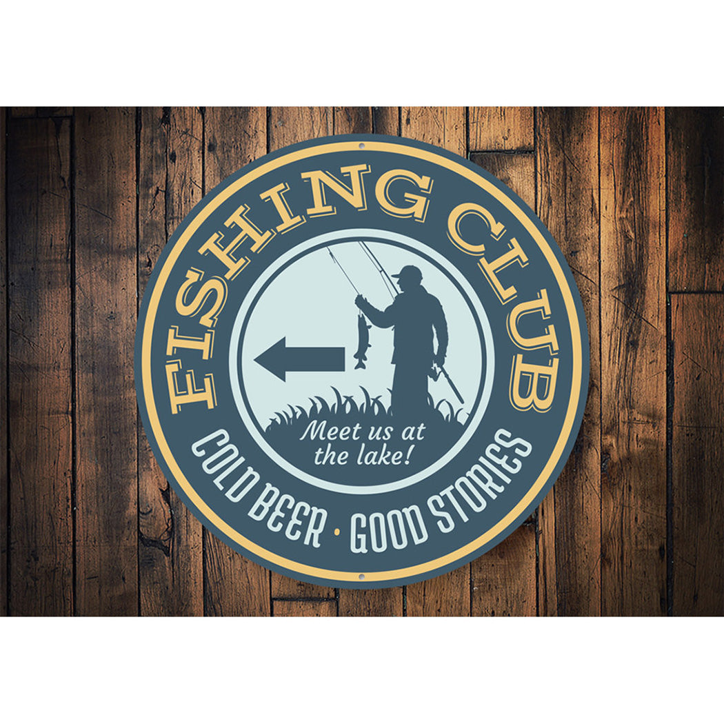 Fishing Club This Way Lake Sign Aluminum Sign