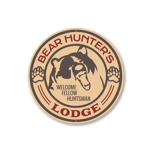 Bear Hunter's Lodge Cabin Sign Aluminum Sign