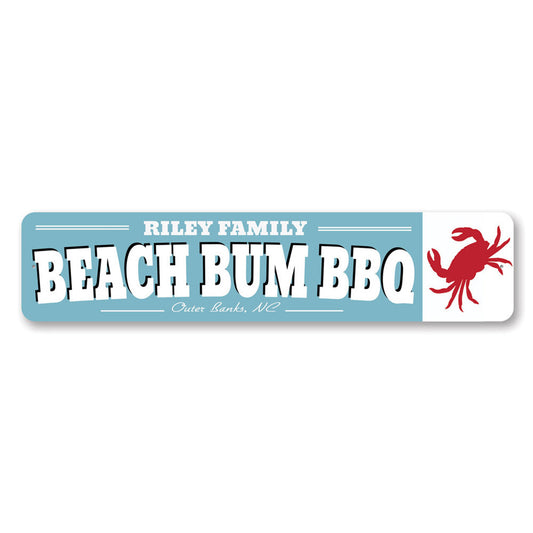 Beach Bum Bbq Crab Sign