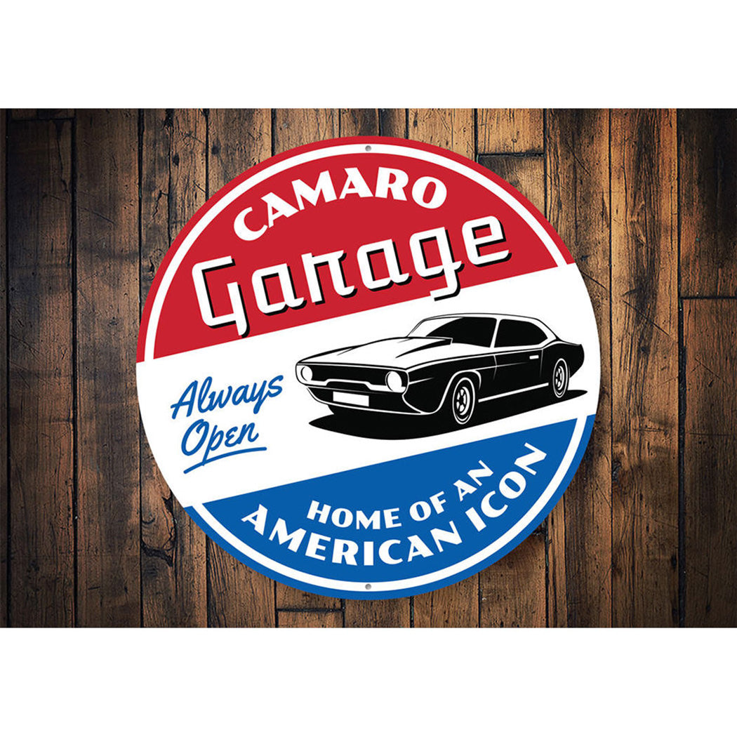 Camaro Garage Always Open, Decorative Garage Sign, Father's Day Gift Sign, Classic Car Sign