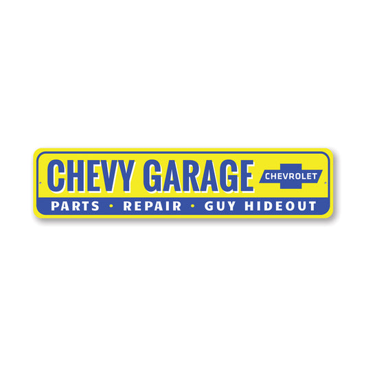 Chevy Garage Hideout Metal Sign