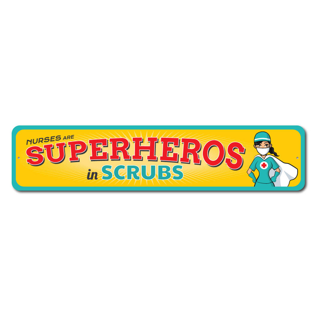 Superheroes in Scrubs Metal Sign