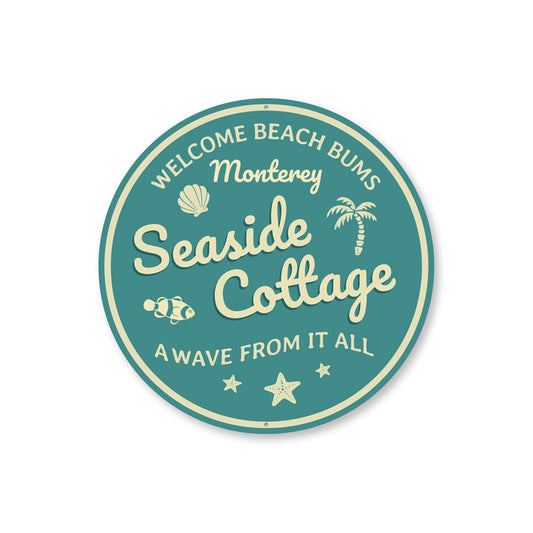 Seaside Cottage Sign, Beach House Welcome Sign, Beach Bum Aluminum Gift Sign