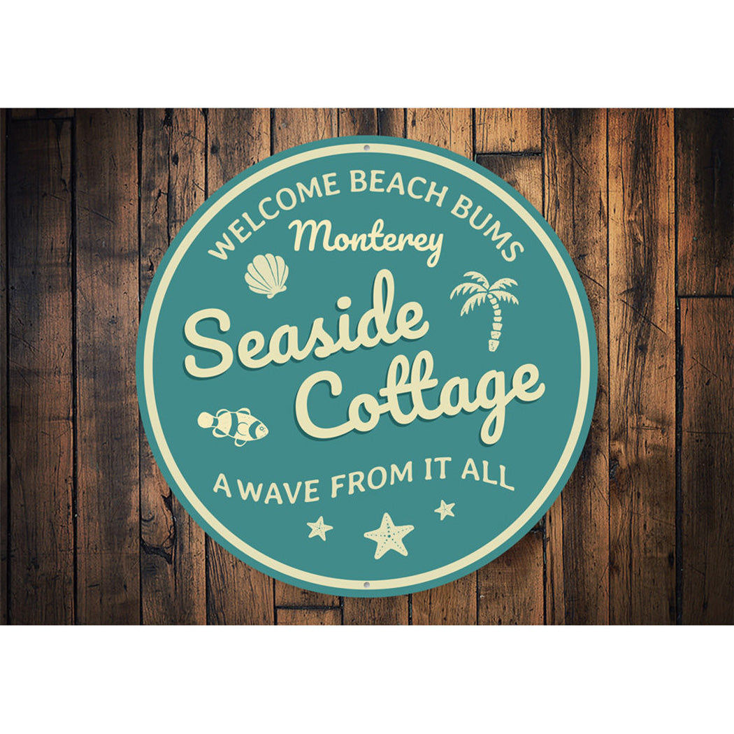 Seaside Cottage Sign, Beach House Welcome Sign, Beach Bum Aluminum Gift Sign