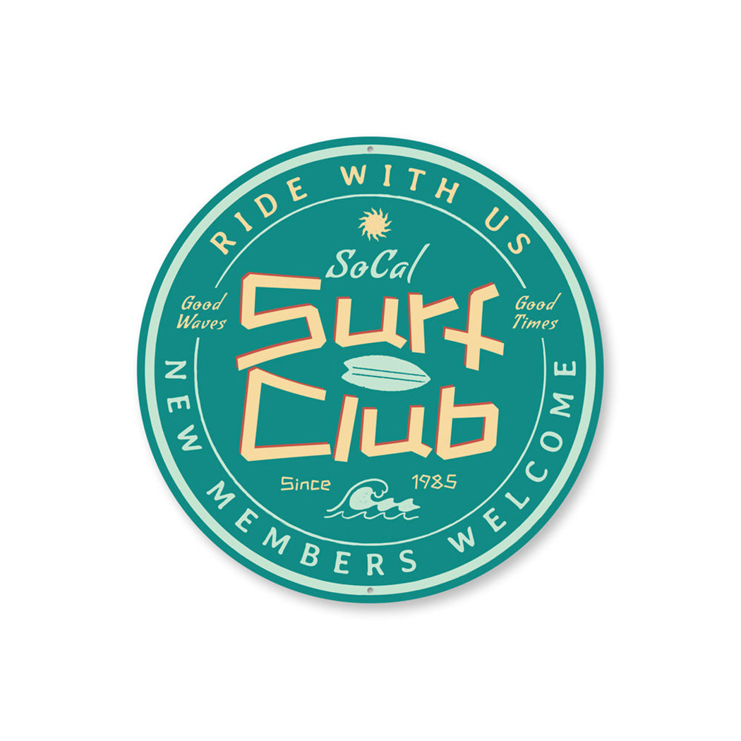 Surf Club Sign, Ride the Waves, Surfer Gift Idea, Beach House Aluminum Decor