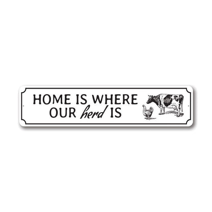 Home Is Where Our Herd Is Metal Sign