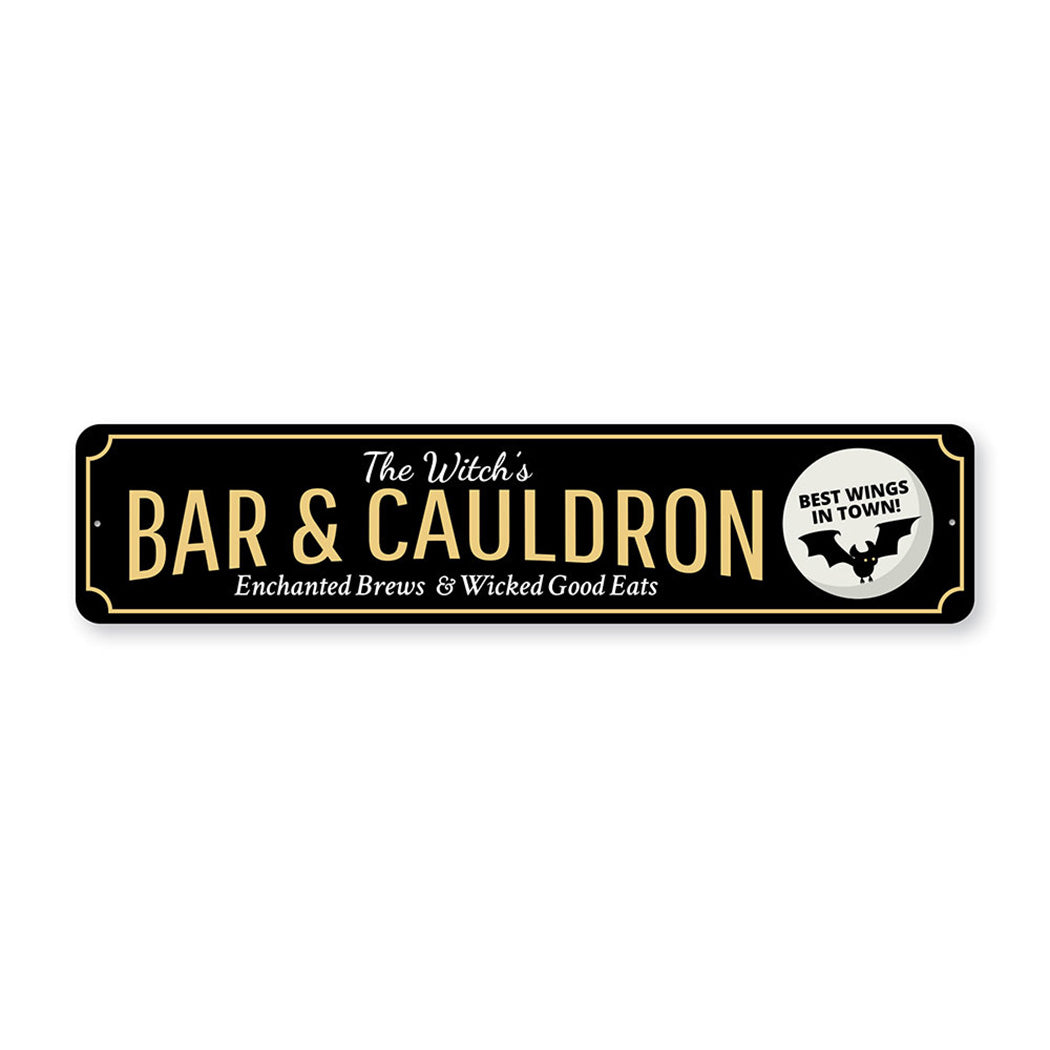 Witch's Bar and Cauldron Metal Sign