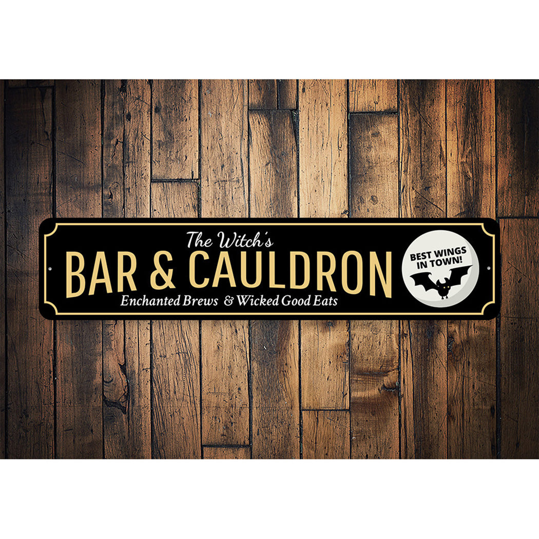 Witch's Bar and Cauldron Sign