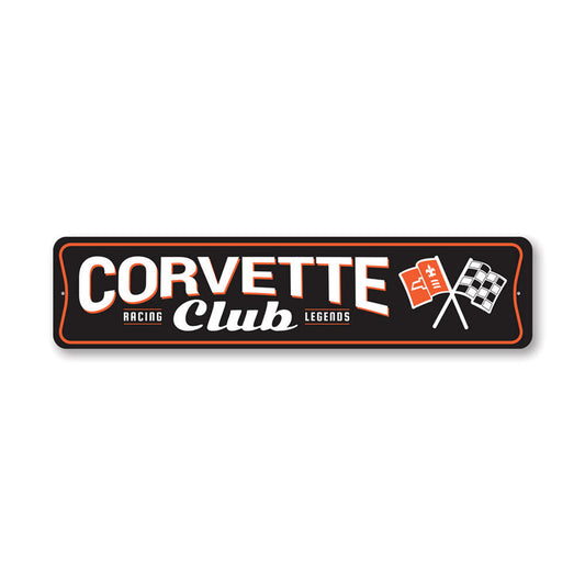 Chevy Corvette Club Metal Sign