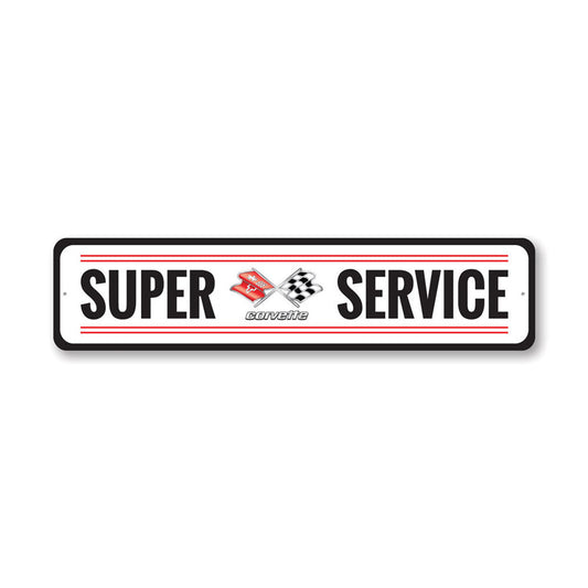 Chevy Corvette Super Service Metal Sign