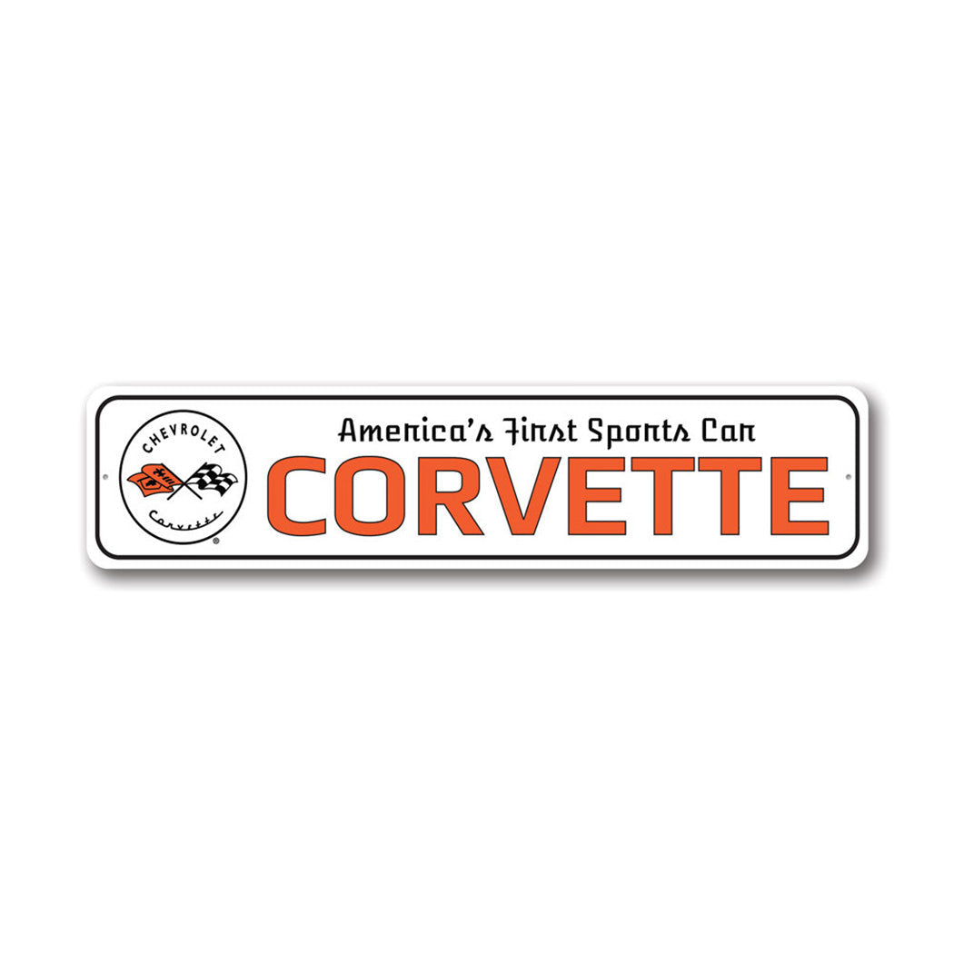 America's First Sports Car Corvette Chevy Metal Sign