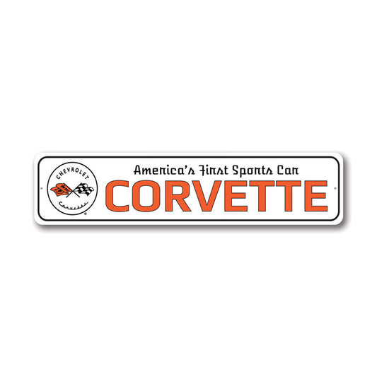 America's First Sports Car Corvette Chevy Metal Sign