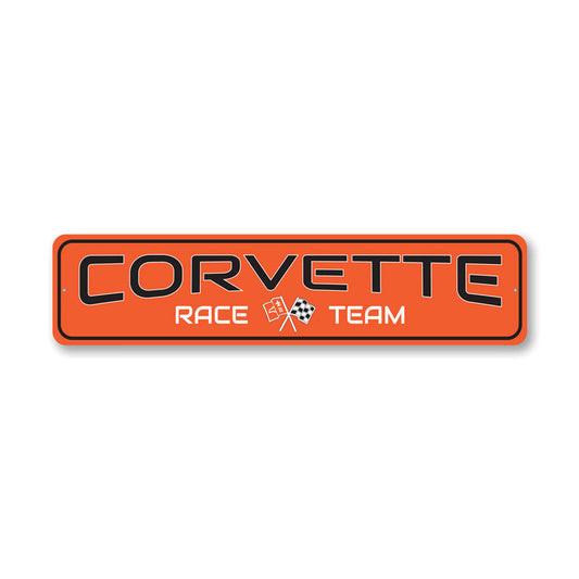 Chevy Corvette Race Team Metal Sign